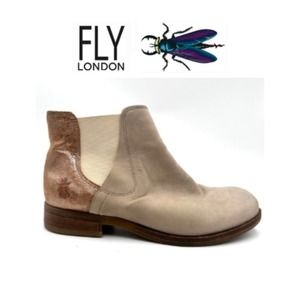 LONDON FLY women's tan leather ankle booties - SIZE US 9 - Made in Portugal